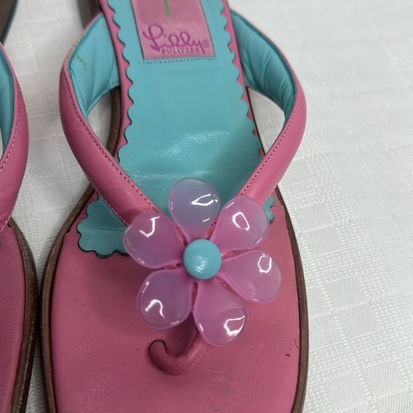 Lilly Pulitzer Princess Dasiy Pink Leather Sandals - Picture 5 of 10